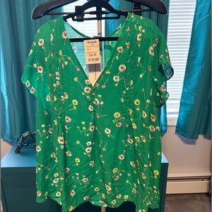 Carolina Belle Green Floral Blouse 3x BNWT